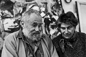 Bert Jäger und Gis Geffers im Atelier im E-Werk Freiburg, 1992